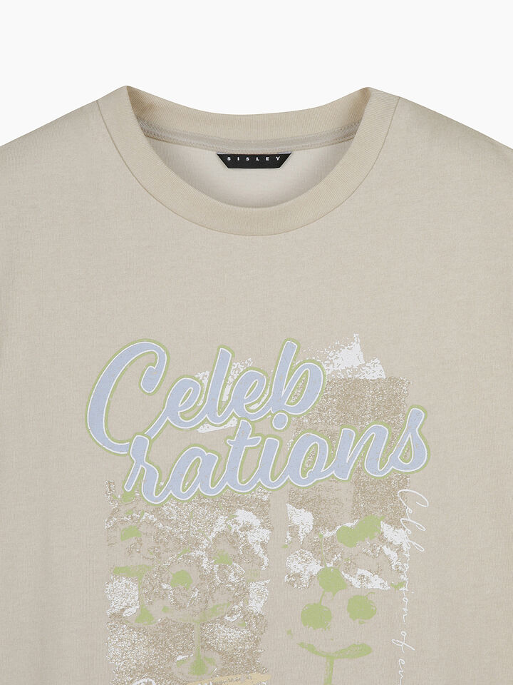 T-shirt over beige chiaro con stampa - sisley k  t shirt manica corta - Beige | Sisley K image number 3